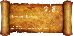 Hafner Baksa névjegykártya